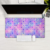 Celestial Pink Lila Tarot Muster Individuelle Name Schreibtischunterlage