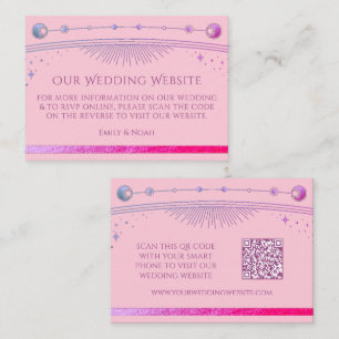 Celestial Pink Lila Wedding Website UAWG QR Code Begleitkarte