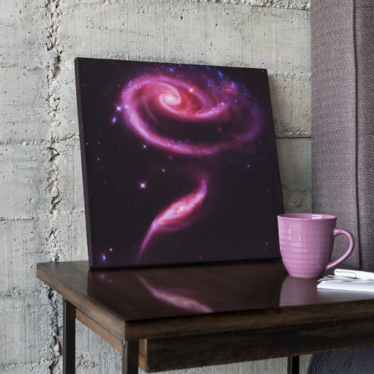 Celestial Pink Rose Galaxien Leinwanddruck