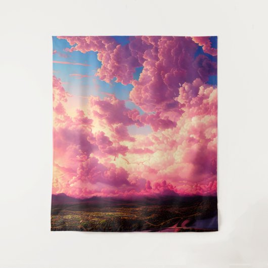 Celestial Pink Sky Wandteppich (Vorderseite)