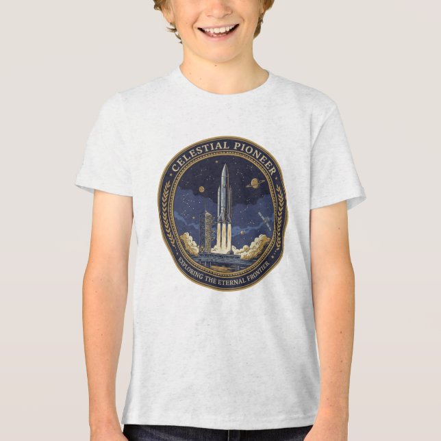 Celestial Pioneer Rocket Ship Space Exploration  Tri-Blend Shirt (Vorderseite)