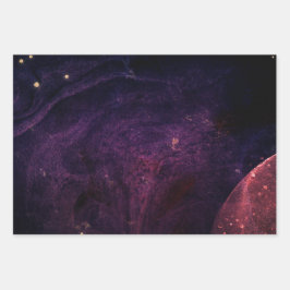 Celestial Planets Galaxy Cosmic Elegante Chic Geschenkpapier Set