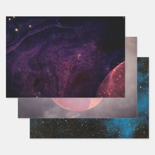 Celestial Planets Galaxy Cosmic Elegante Chic Geschenkpapier Set (Set)