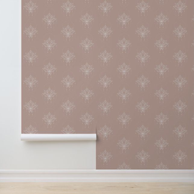 Celestial Plaster Pink Peach Elegante Lotus Tapete (Anwendung)
