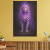 Celestial Purple Flame White Tiger – High-End Fant Leinwanddruck (Insitu (Wohnzimmer))