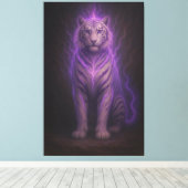 Celestial Purple Flame White Tiger – High-End Fant Leinwanddruck (Insitu (Holzboden))