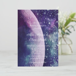 Celestial Purple Galaxy Moon Wedding Celebration  Einladung