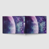 Celestial Purple Galaxy Moon Wedding  Gästebuch (Voll)