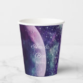 Celestial Purple Galaxy Moon Wedding  Pappbecher (Vorderseite)