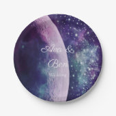 Celestial Purple Galaxy Moon Wedding  Pappteller (Vorderseite)