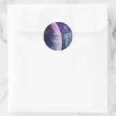 Celestial Purple Galaxy Moon Wedding  Runder Aufkleber (Tasche)