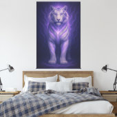 Celestial Purple White Tiger – Divine Aura Fantasy Leinwanddruck (Insitu (Schlafzimmer))