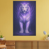 Celestial Purple White Tiger – Divine Aura Fantasy Leinwanddruck (Insitu (Wohnzimmer))