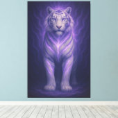 Celestial Purple White Tiger – Divine Aura Fantasy Leinwanddruck (Insitu (Holzboden))