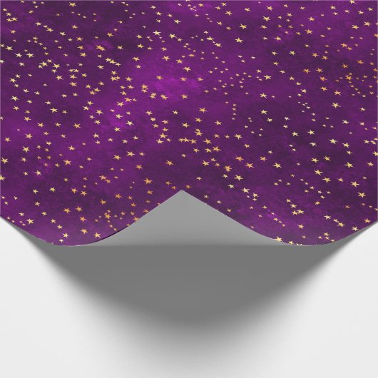 Celestial Purple & Yellow Starry Night Pattern Geschenkpapier (Ecke)