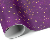 Celestial Purple & Yellow Starry Night Pattern Geschenkpapier (Rolleneckpunkt)