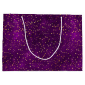 Celestial Purple & Yellow Starry Night Pattern Große Geschenktüte (Rückseite)