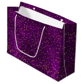 Celestial Purple & Yellow Starry Night Pattern Große Geschenktüte (Vorderseite Schrägansicht)