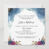 Celestial Quinceañera Blue Lila Aquamarin und Fuch Einladung (Vorderseite)