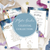 Celestial Quinceañera Blue Lila Aquamarin und Fuch Einladung