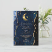  Celestial Quinceanera Midnight Stars Moon  Einladung (Stehend Vorderseite)