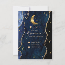 Celestial Quinceanera Stars and Moon Response Card RSVP Karte