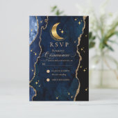 Celestial Quinceanera Stars and Moon Response Card RSVP Karte (Stehend Vorderseite)