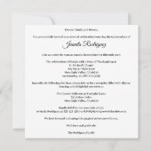 Celestial Quinceñera, Brauch Einladung (Rückseite)