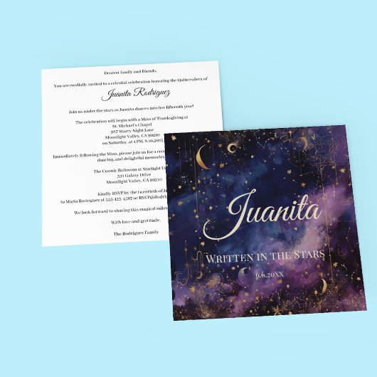 Celestial Quinceñera, Brauch Einladung