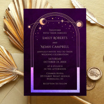 Celestial Rainbow Deep Plum Sun Star Moon Wedding