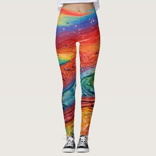 "Celestial Rainbow Dreams: Y2K Ästhetische Legging Leggings (Vorderseite)