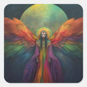 Celestial Rainbow Goddess Angel Spirit Guide Art Quadratischer Aufkleber