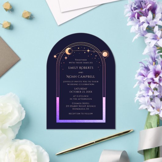 Celestial Rainbow Sun Star Moon Wedding Acryleinladungen (Insitu (Hochzeit))