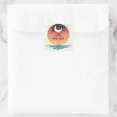 Celestial Rainfall in Boho Line Art Quadratischer Aufkleber (Tasche)