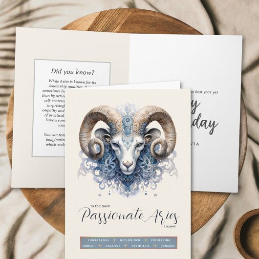 Celestial Ram Fantasy Zodiac Symbol Aries Birthday Karte