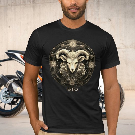 Celestial Ram Zodiac Symbol Fantasy Aries Mens T-Shirt