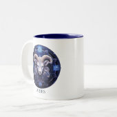 Celestial Ram Zodiac Symbol Fantasy Aries Zweifarbige Tasse (Vorderseite Links)