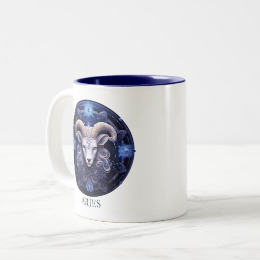 Celestial Ram Zodiac Symbol Fantasy Aries Zweifarbige Tasse (Vorderseite Links)