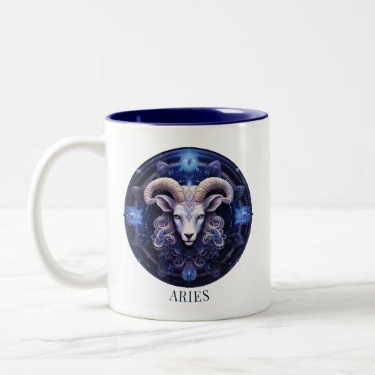 Celestial Ram Zodiac Symbol Fantasy Aries Zweifarbige Tasse (Links)