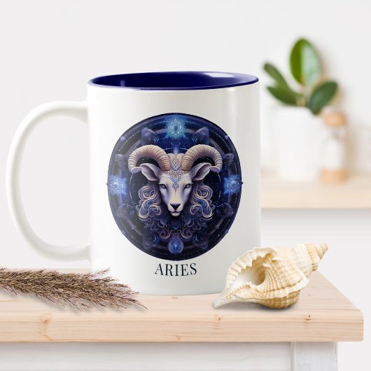 Celestial Ram Zodiac Symbol Fantasy Aries Zweifarbige Tasse