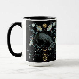 Celestial Raven Coffee Tasse Viking Pagan Botanisc