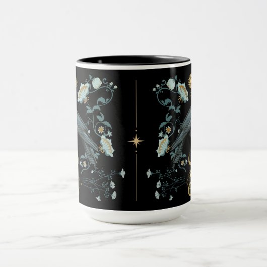 Celestial Raven Coffee Tasse Viking Pagan Botanisc (Zentrum)