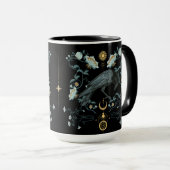 Celestial Raven Coffee Tasse Viking Pagan Botanisc (VorderseiteRechts)