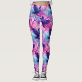Celestial Raven Galaxy Pastel Halloween Muster Leggings (Vorderseite)