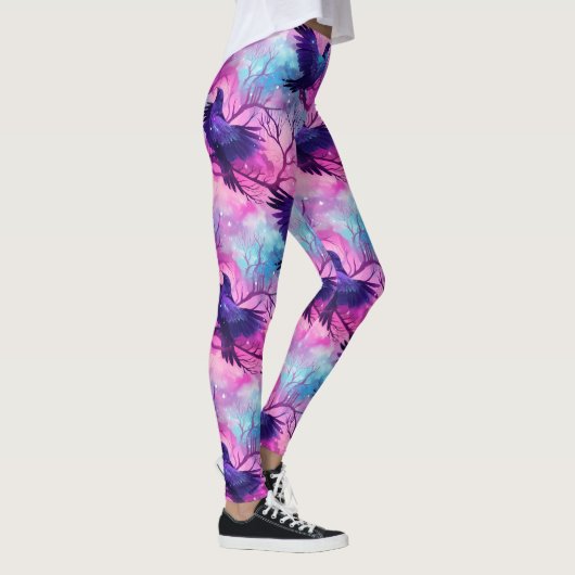 Celestial Raven Galaxy Pastel Halloween Muster Leggings (Rechts)