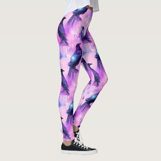 Celestial Raven Galaxy Pastel Halloween Muster Leggings (Rechts)