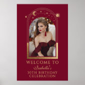 Celestial Red Gold 30. Geburtstag Willkommen Poster (Vorne)