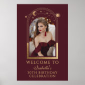 Celestial Red Gold 30. Geburtstag Willkommen Poster (Vorne)