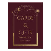 Celestial Red Gold Sun Moon Sterne Karten und Gesc Poster (Vorderseite)