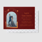 Celestial Red Orange Foto Wedding Save the Date Pergament Einladungen (Versetzt (Einladung))